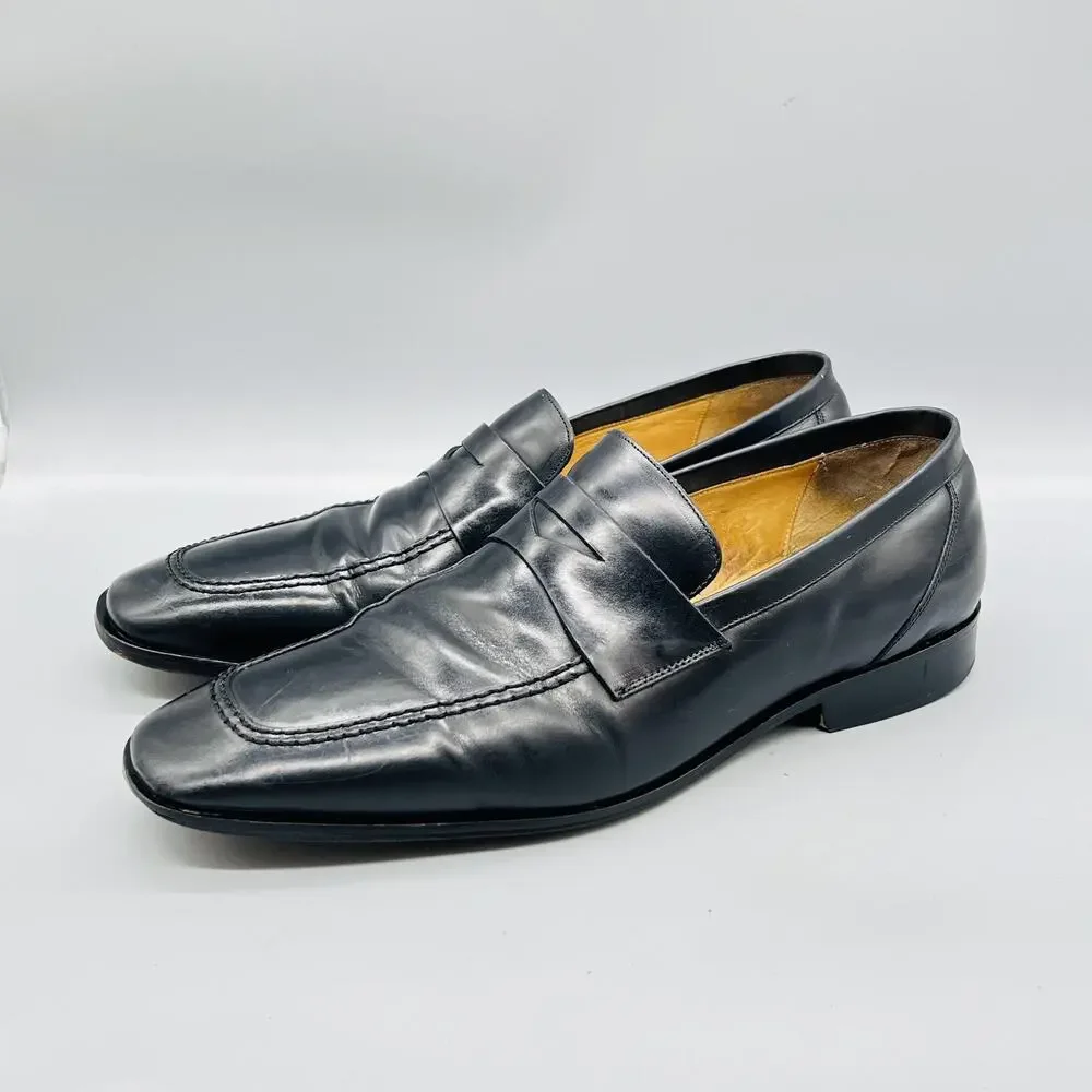 Mezlan Shoes Mens 11 Black Leather Anthony Penny Loafers Slip On Dress Classic